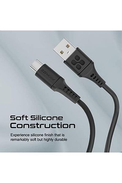 Promate كابل USB إلى USB-C™، كابل شحن من السيليكون المتين من النوع C™ مع مزامنة بيانات 3 أمبير و480 ميجابت في الثانية