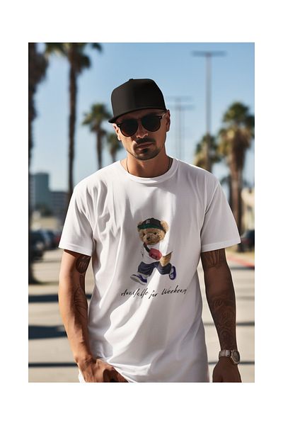 Le'sluette shadow of style Men's 100% Cotton Teddy Bear (Bear) Printed Oversize T-Shirt
