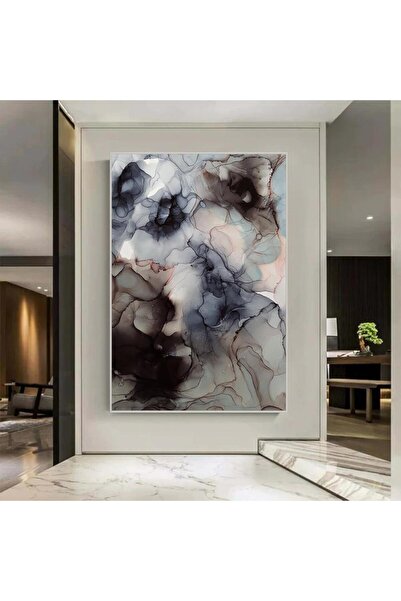 SND لوحة قماشية بتصميم الفن التجريدي مع برواز فضي مجوف