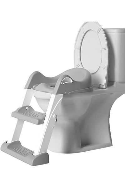 Little Mom Reductor toaleta pentru copii Little Mom Grey, pliabil, cu trepte antiderapante, manere ergonomice s