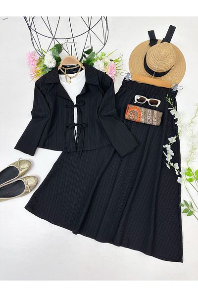 YEDİLALE Merve Skirt Jacket Double Set [Crinkle Fabric]