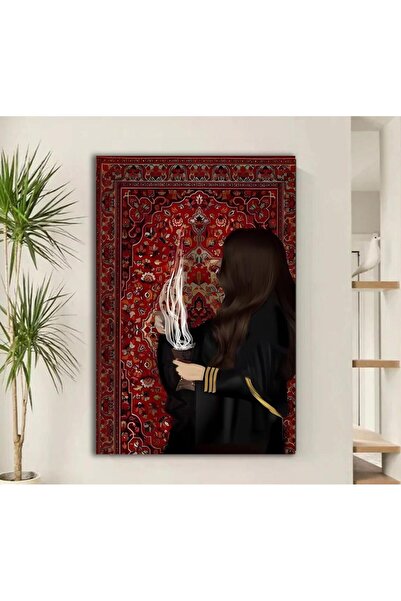 SND لوحة جدارية قماشية بتصميم فتاة عربية مع برواز خشبي مخفي