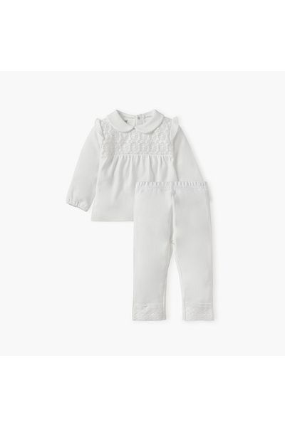 giggles Lace Detail Top and Pyjamas Set
