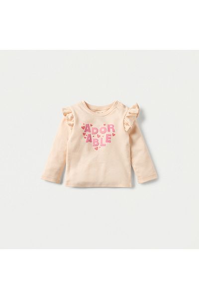 Juniors Heart Print Long Sleeve T-shirt and Elasticated Pyjama Set