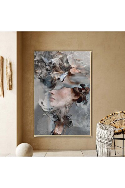 4gdran لوحة قماشية بتصميم مودرن مع برواز خشبي مخفي