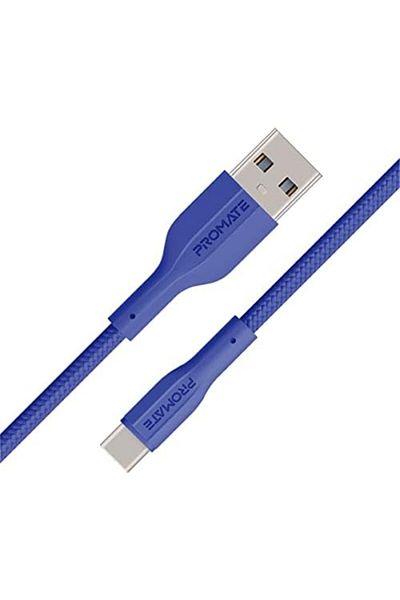 Promate كابل USB إلى USB-C، كابل شحن من النوع C من السيليكون المتين مع شحن سريع 2 أمبير، 480 ميجابت في الثانية D