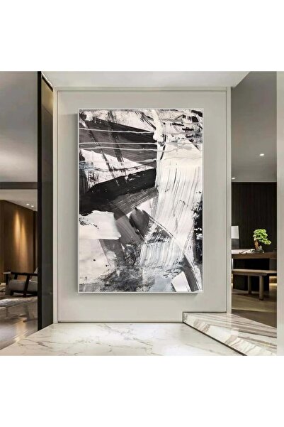 Marktna لوحة قماشية بتصميم الفن التجريدي مع برواز فضي مجوف