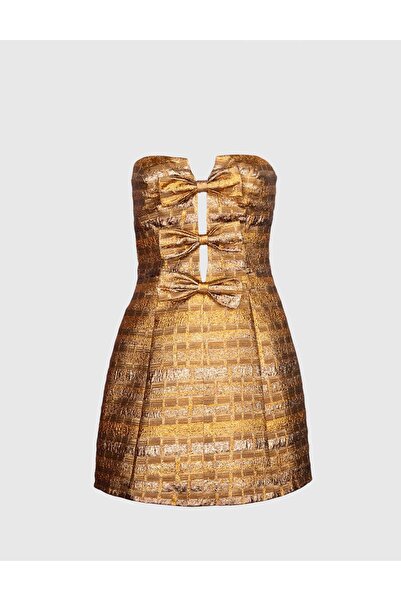 İLVİ Elena Altın Renk Kadın Elbise