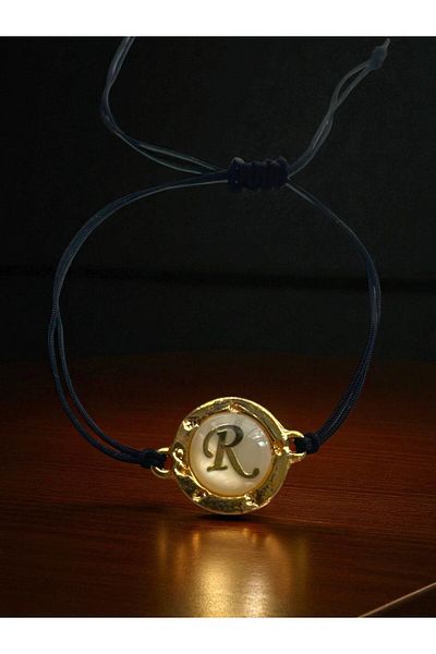 GALATA GIFT Bijouterie Bracelet, Letter R Written, Black Macrame String Bracelet