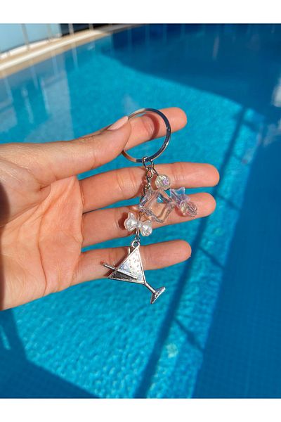 Pinky Lady Frosted Martini Cocktail Keychain