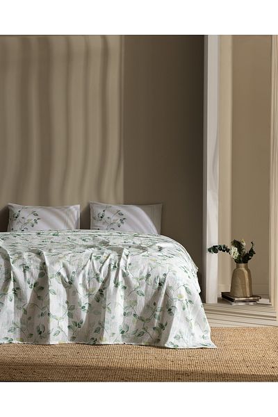 Madame Coco Rumilly Double 100% Cotton Karde Printed Pique Set - Green