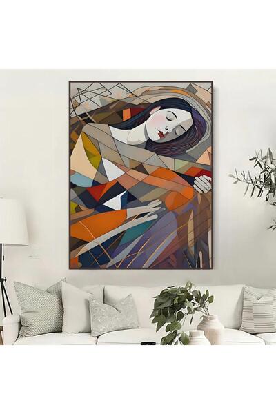 SND لوحة قماشية بتصميم تجريدي مع برواز شامبين مجوف