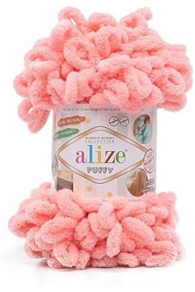 Alize Puffy Hand Knitting Yarn 1PC (Color Salmon Pink no. 529)
