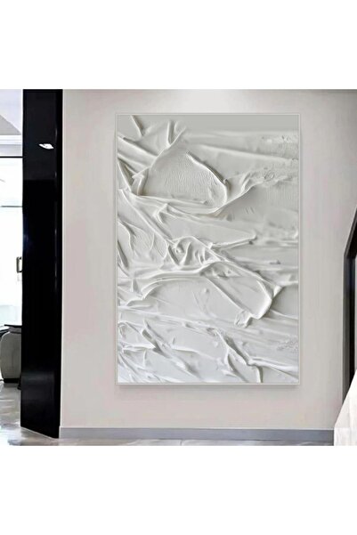 4gdran Canvas Wall Art Print Gypsum Board Design with Hollow Silver Frame