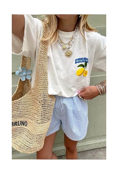 Le'sluette shadow of style Lemon Printed 100% Cotton Oversize T-Shirt