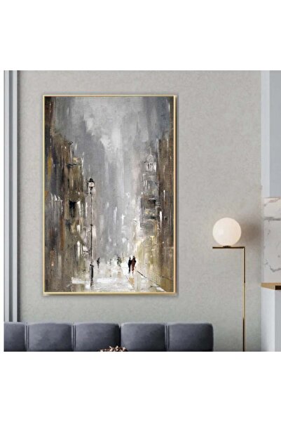 Marktna لوحة قماشية بتصميم مودرن مع برواز بني مجوف