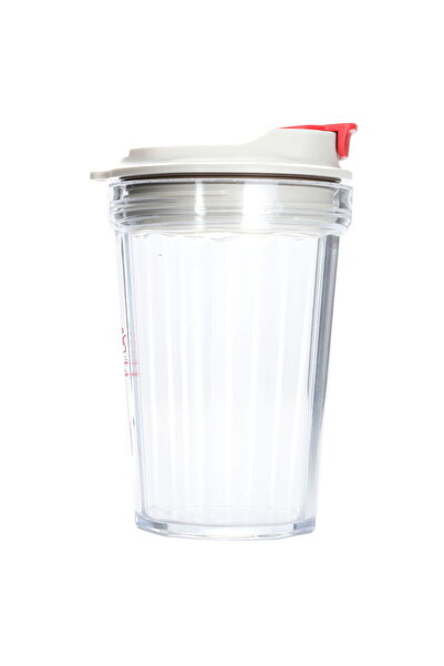 Generic Al Saif Gallery plastic cup, 370 ml, with lid - transparent