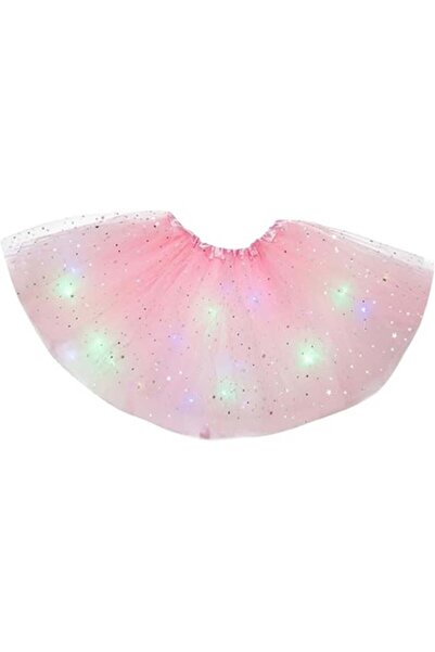 dalimag Fustă luminoasă cu LED-uri pentru fete, roz, model stea, 75-80 cm