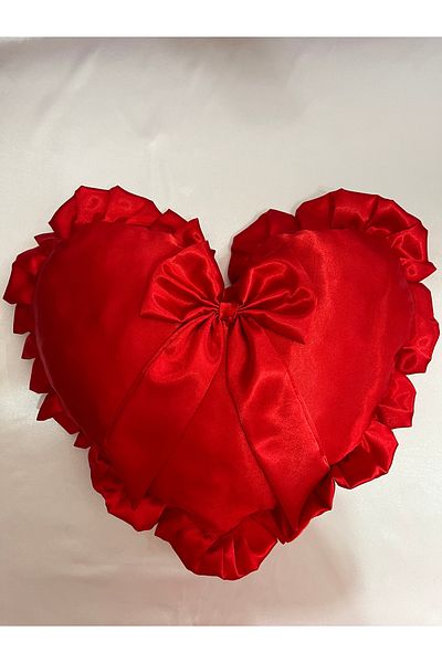 PratikDikisco Red Satin Bow Heart Pillow