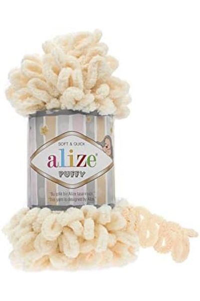 Alize Puffy Hand Knitting Yarn 1PC (Color Ivory No. 742)