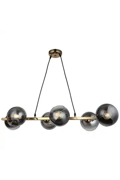 LED CONCEPT Chandelier with lampshades, golden, linear, 58x36x68cm, bulb type 6xE27