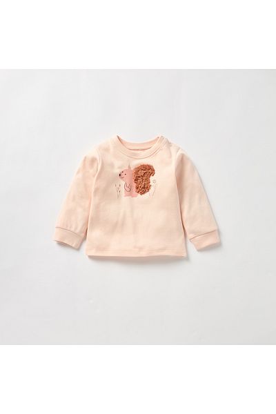 Juniors Squirrel Print Long Sleeves T-shirt and Elasticated Pyjama Set