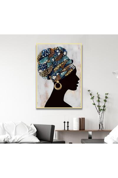 4gdran لوحة قماشية بتصميم فتاة مع برواز ذهبي مجوف