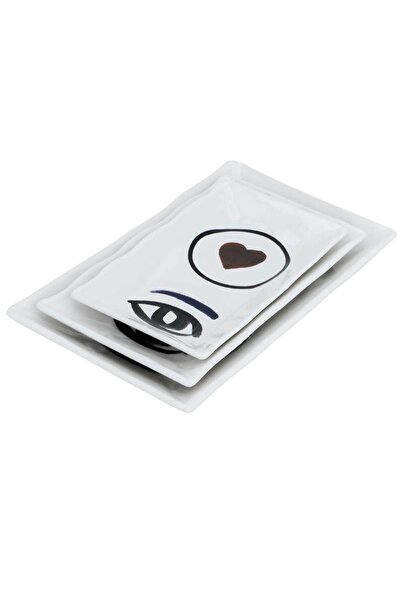 Alsaif Gallery Saif Gallery Porcelain Serving Plate Set, Rectangular, Eye and...