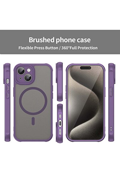 SKYDDAR INNOVATION Θήκη για iPhone 15 Plus, HaloFrost MagSafe II, Αντικραδασμική, σετ με αυτοκόλλητο, Μωβ