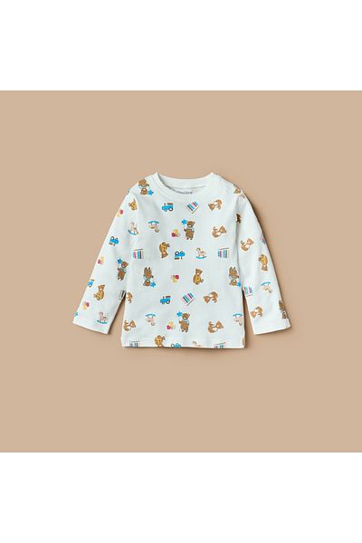 Juniors Bear Print Long Sleeves T-shirt and Pyjama Set