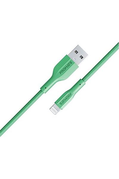 Promate كابل USB-A إلى Lightning، شحن USB-A متين بقوة 10 وات مع نقل بيانات بسرعة 480 ميجابت في الثانية، و100 سم أمبير