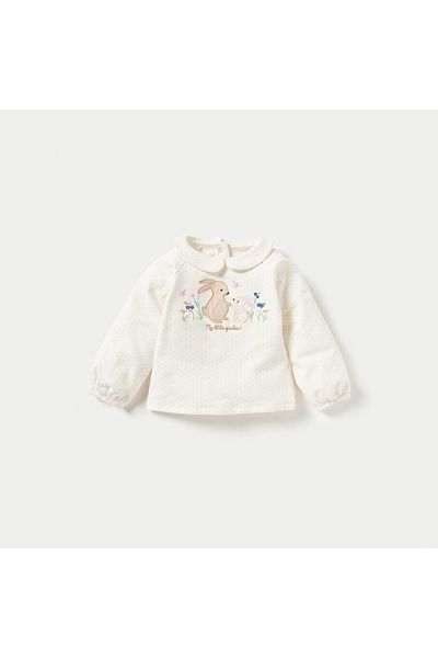 Juniors Bunny Embroidered T-shirt and Elasticated Pyjama Set