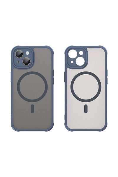 SKYDDAR INNOVATION Carcasă pentru iPhone 15, HaloFrost MagSafe II, rezistentă la șocuri, set de autocolante, albastru marin