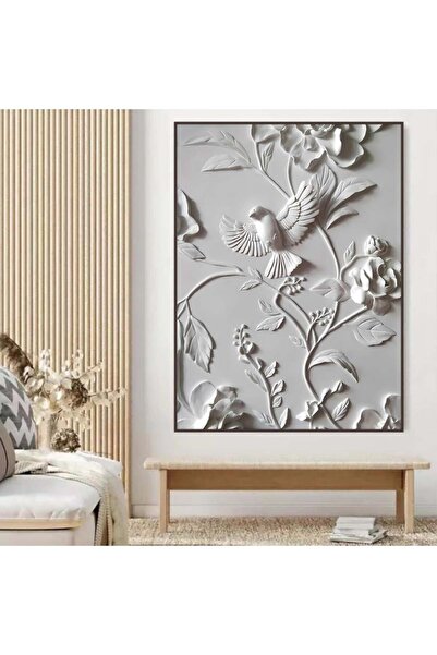 Marktna لوحة جداربة قماشية مطبوعة بتصميم اللوحة الجبسية مع برواز بني مجوف