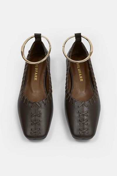 NILUFARR Lalita Bitter Brown Genuine Leather Women's Ballerinas