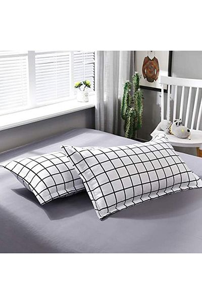 COOYA 4-Piece Floral Duvet Cover Set - 100% Cotton, White/Black Elegant Design