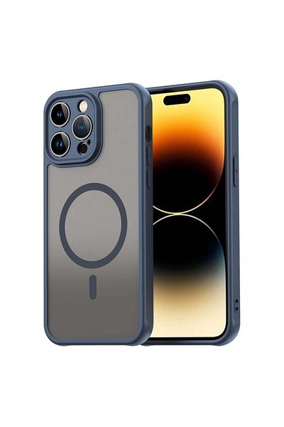 SKYDDAR INNOVATION Carcasă pentru iPhone 14 Pro Max, HaloFrost MagSafe II, rezistentă la șocuri, set de autocolante, albastru marin