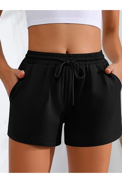 CANDERO Women's Black Shorts Plus Size Oversized Sweatpants Sports Casual Wear Quality Stylish Appearance Yus