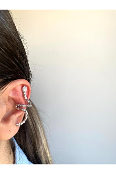 milayk Snake Figured Earcuff Silver