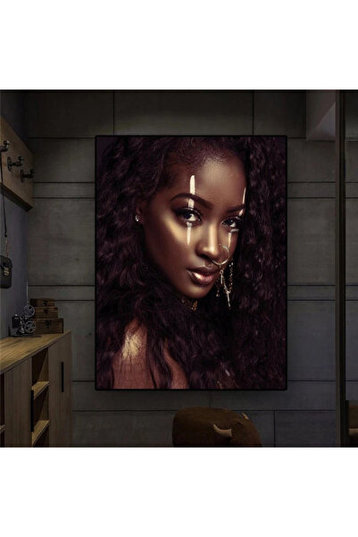 4gdran لوحة قماشية بتصميم مودرن مع برواز بني مجوف