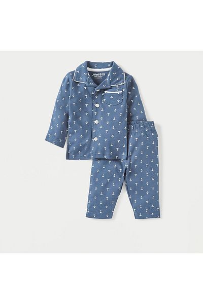 Juniors Anchor Print Long Sleeves Shirt and Elasticated Pyjama Set