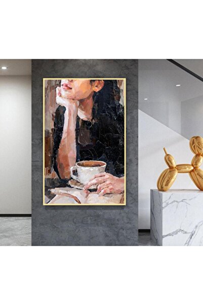 SND لوحة قماشية بتصميم فتاة مع برواز ذهبي مجوف