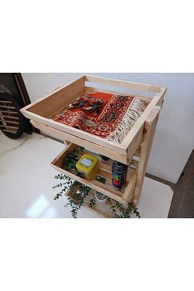 Wooden Factory Καρότσι 3 επιπέδων με ρόδες – Ξύλινο ράφι αποθήκευσης και οργάνωσης