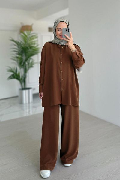 Ka Hijab Πέρλι Σετ - Καφέ