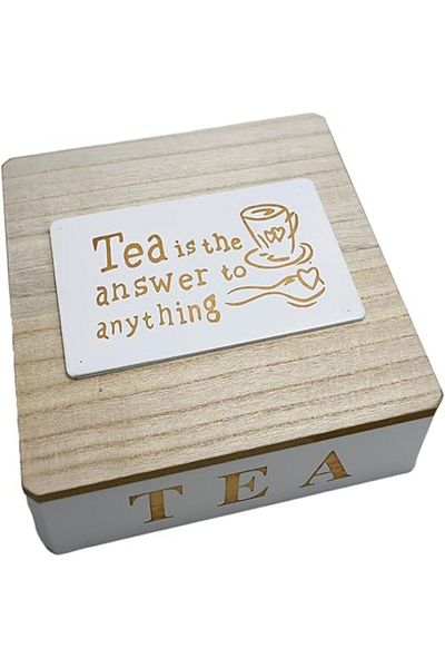 Generic Wood Tea Storage Box, Teabag Storing 9 Compartments Wooden Tea Box Hinged Wooden Lid Tea Organizer