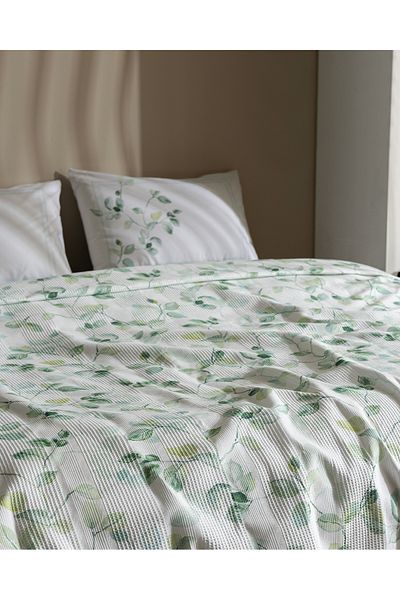 Madame Coco Rumilly King Size 100% Cotton Karde Printed Pique Set - Green