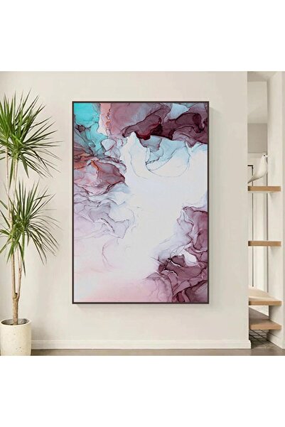 4gdran لوحة قماشية بتصميم الفن التجريدي مع برواز بني مجوف