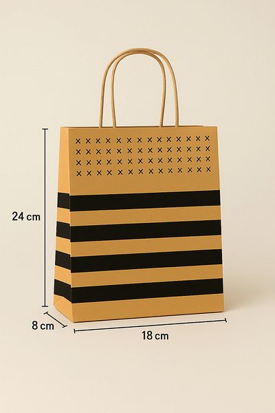 HDF PAZARLAMA 25 Black Patterned 18*8*24 Kraft Bags