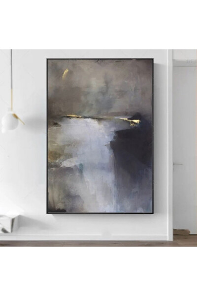 4gdran Abstract Painting Canvas Painting with Hollow Champagne Frame