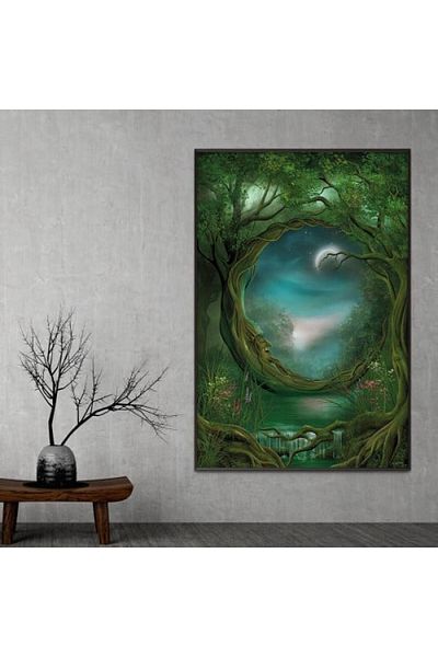 4gdran Modern Canvas Painting with Hollow Brown Frame